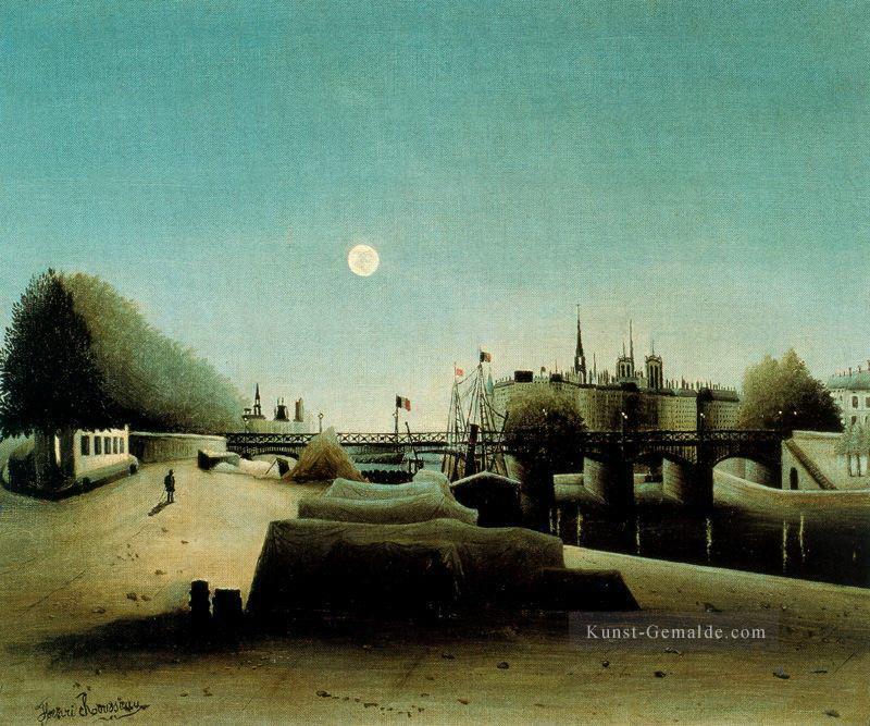 Blick auf den ile Heiligen louis vom Hafen Heilige nicolas Abend Henri Rousseau Paris Ölgemälde